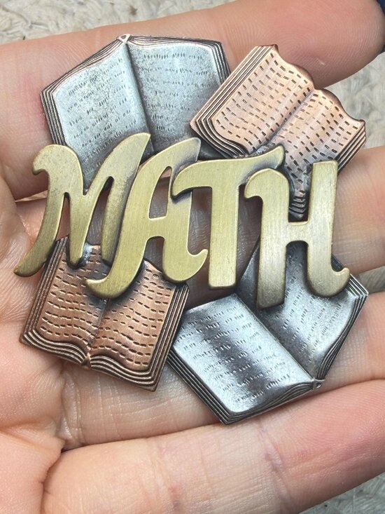 K&T Jewelry - K and T Math Brooch | Books Teacher School Pin | Mixed Metal Tone | Vintage